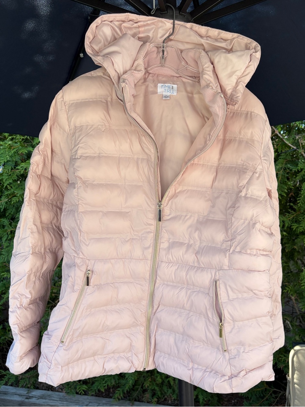 Time and Tru Light Pink Quilted Hooded Puffer Jacket large 12-14